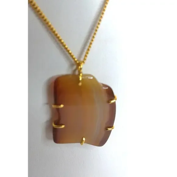 Vintage Brown Agate Pendant Choker Necklace - Picture 1 of 6